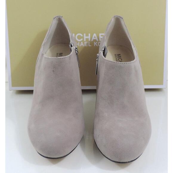 Michael Kors Sammy Ankle Zip Booties Heels Pearl Grey Suede - Picture 6 of 9